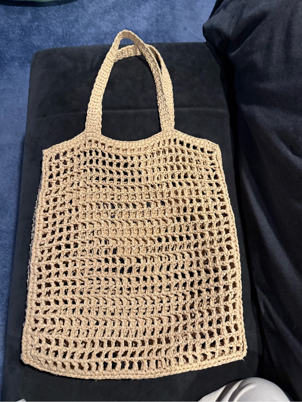 Prada Beige Crochet Tote with Black Logo - Picture 5 of 7